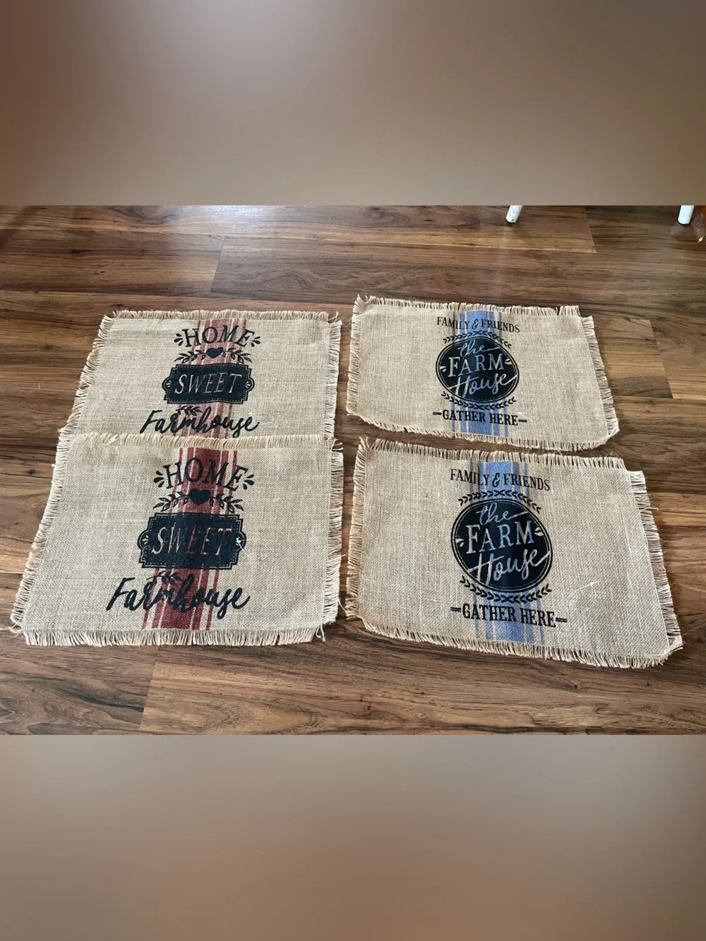 Farmhouse Burlap Placemats - Set of 4